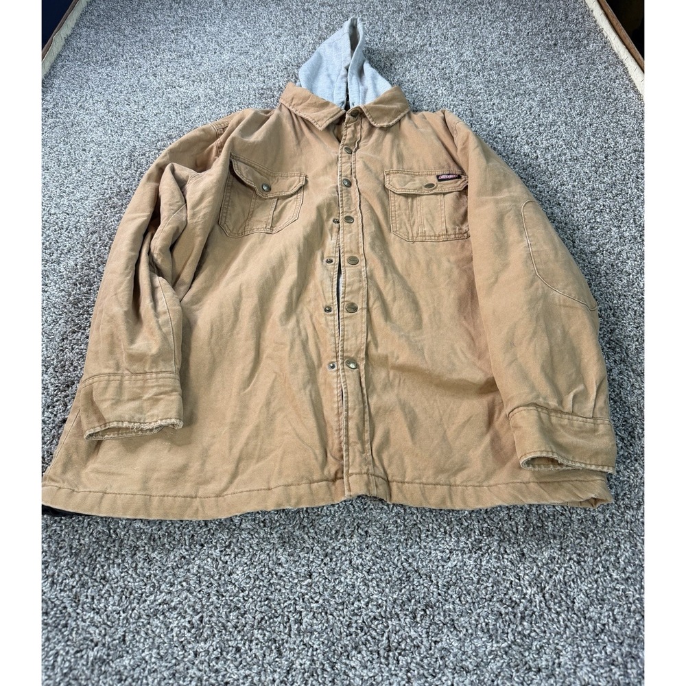 Dickies Hooded Canvas Shirt Jacket Men's Size XL Beige